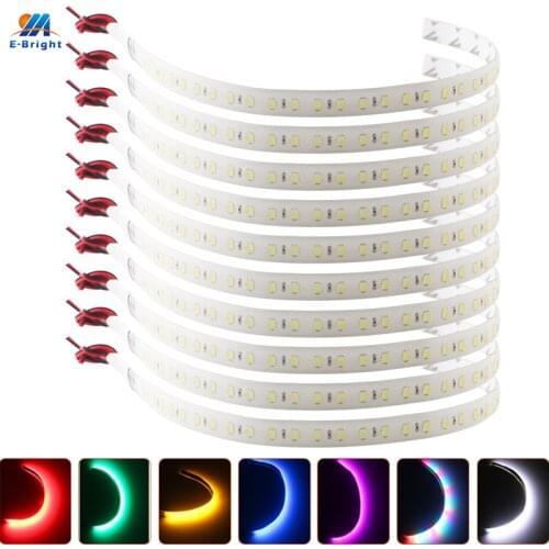 10pcs 30cm LED Strip Lights Flexible Knight Rider Flash Underglow Waterproof Flowing Light 12V for Car Vehicle Motorcycle