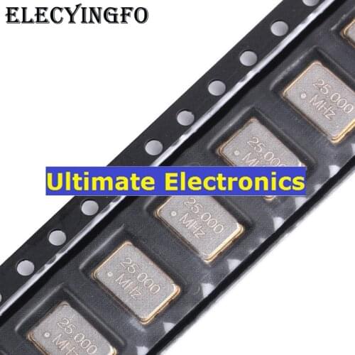 10pcs SMD Active Crystal 7050 25.000MHz 25mhz 25PPM 3.3V 5*7mm 4feet 5070 Resonator