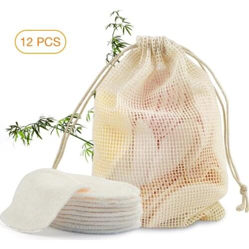 12PCS Makeup Remover Pads Double Layer Bamboo Fiber Makeup Remover Washable Makeup Cotton For Facial Cleasing Makeup Tools