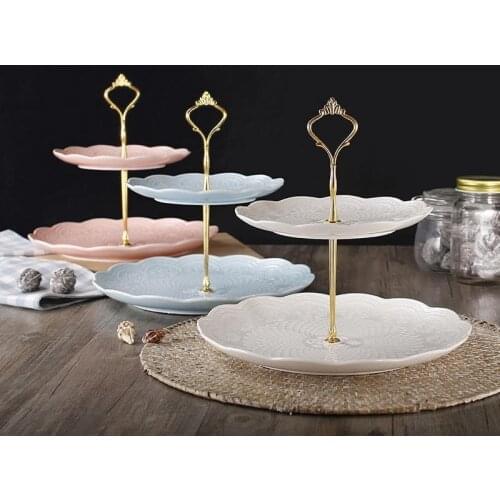2 Tier Cake Stand Afternoon Tea Wedding Plates Party Tableware Bakeware Ceramic Plate Dessert Fruit Plate Decorating Tools