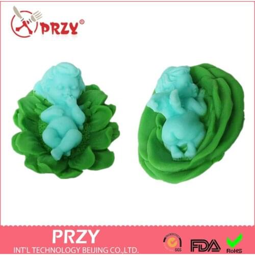3D Soap Mold Cake Decoration Mold Manual Handmade Soap Mold Modelling Silicon Sleeping Baby Angel /lying Baby Moulds PRZY 001
