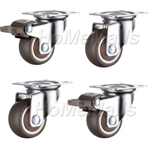 2/4/8pcs 360 Degree Swivel Caster Rubber Wheels Top Plate Wheels 1/1.25/1.5/2 inch Universal Casters For Shopping Cart Trolley
