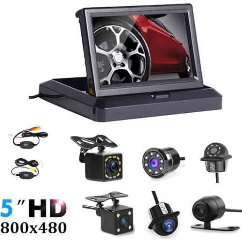 5 Inch TFT LCD Car Monitor Foldable Monitor Display Reverse Camera Parking System for Car Rearview Monitors NTSC PAL