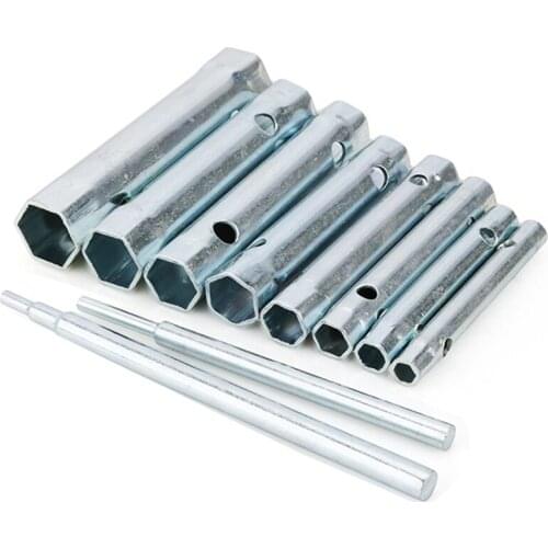 6/7/10PC 8-19mm 6-22mm Metric Tubular Box Wrench Set Tube Bar Spark-Plug Spanner for Automotive Plumb Repair Steel Double Ended