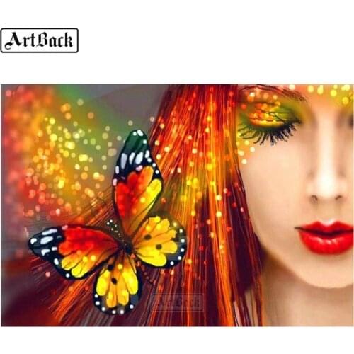 Diamond painting woman butterfly diy 5d full square sexy woman portrait diamond art canvas mosaic embroidery 3d round set