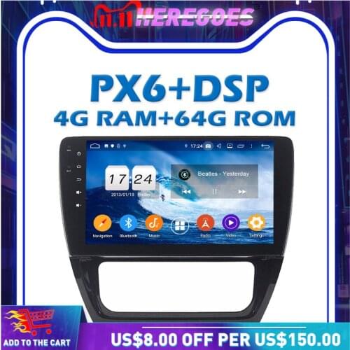 PX6 Car DVD Player DSP IPS Android 9.0 4GB + 64GB GPS Google Map RDS Auto Radio Wifi Bluetooth 5.0 for VW SAGITAR 2012 2013 2014