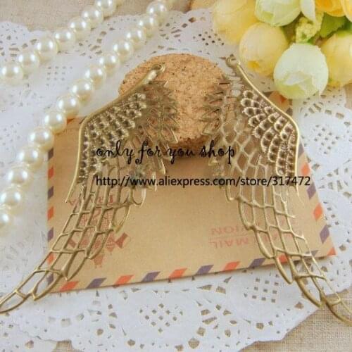 Free ship!! 37*110mm antique bronze wings metal pendant - filigree stamping base for jewelry making