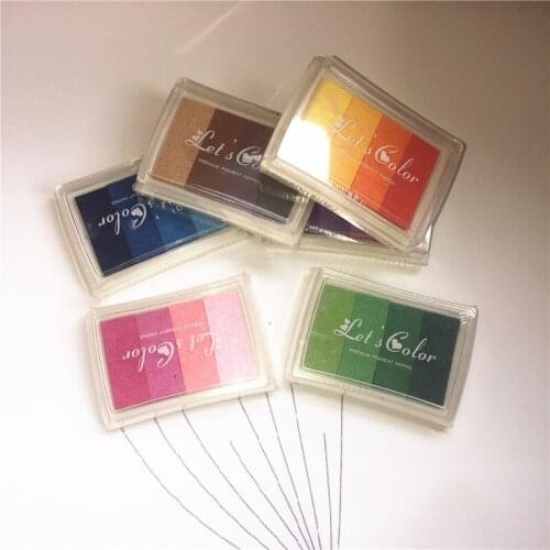 Gradient Colorful Inkpad Creative DIY Card Making Craft Oil Based Ink Pad Rubber Stamp Paper Scrapbooking Inkpad for Fingerprint