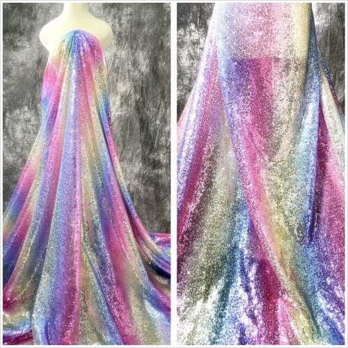 Gradient Sequined Lace French Tulle Colorful Lace Fabric Nigerian Lace Fabrics For Wedding Evening Gown Party dress By 1 Yard