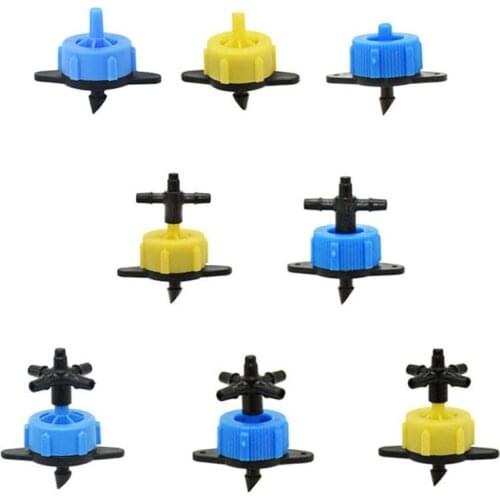 50pcs Pressure Compensating Dripper 2L/4L/8L Steady Flow Dripper With 2/4-Way Cross Connector Agriculture Drip Water Irrigation