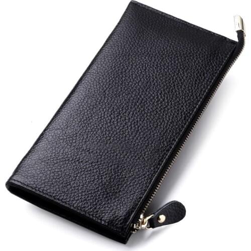 Womens Wallet Genuine Leather Female Purses Ladies Long Purse Handle Clutch Wallets For Phone Bags Money Bag Card Holder Clutch