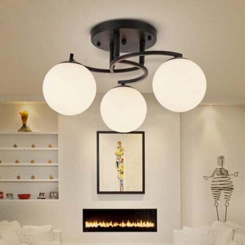 Modern Vintage 3/5 Glass Ball Chandelier Fixture E27 Bulb American Village Metal Hanging Light Bedroom Living Room Lighting C248