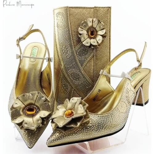 Fashion African Wedding Italian Design Shoe and Bag Sets Decorated With Appliques Ladies Shoes Women Luxury 2020 African