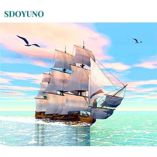 SDOYUNO 60x75cm Paint By Numbers DIY Painting By Numbers On Canvas Seascape Frameless Digital Hand Painting Handpaint Pictures