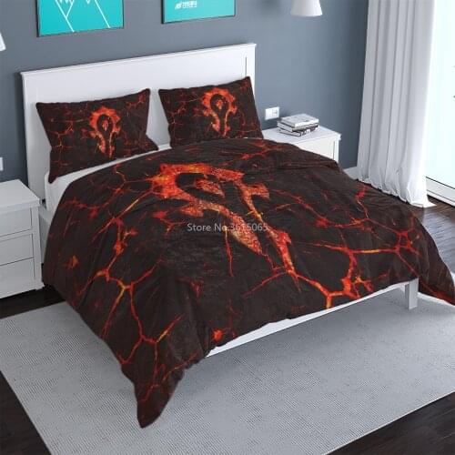 World of Warcraft Tribal Flag Logo Duvet Cover Set with Pillowcases 3d Cartoon Bedding Set Bed Linen Bedclothes Queen King Size