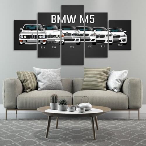 No Framed 5Pcs 5 7 Series Sports Car Modular Wall Art Posters Canvas Prints Pictures Oil Paintings For Living Room Home Decor