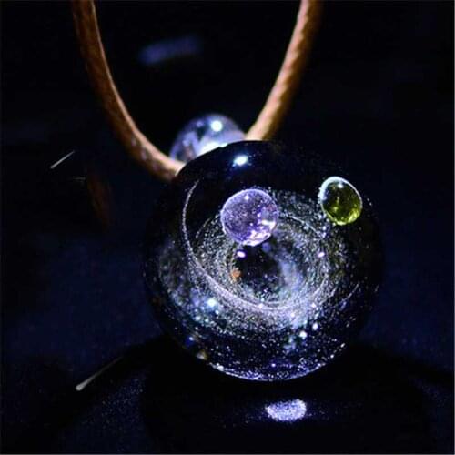 New arrival Handmade Glass Nebula Cosmic Galaxy Pendant Necklace Lucky Men Women Couple Jewelry Valentines Day Present Gift