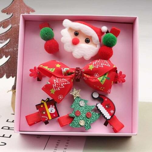 New 9 Pcs Set Christmas Hair clip Christmas Tree Santa Claus Hair Band Baby Hairpins Headwear Girl Christmas Hair Accessories
