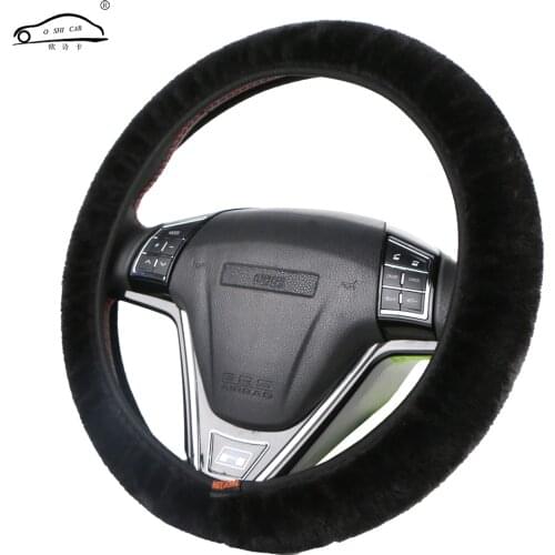 Winter Thicken Short Plush Car Steering Wheel Cover Universal Size /Warm Fluffy Steering Wheel Braid Easy to Install