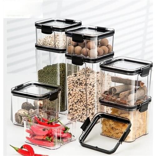 4 Different Capacity Plastic Sealed Cans Kitchen Storage Box Transparent Food Canister Keep Fresh New Clear Container