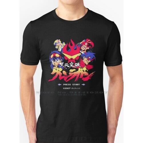 Pierce The Pixels! T Shirt 100% Pure Cotton Gurren Lagann Tengen Toppa Gurren Lagann Simon Kamina Yoko Nia Nes Anime Pixel