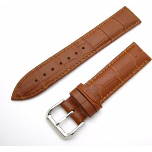CARLYWET 12 14 16 18 20 22 24mm Real Claf Leather Light Brown Luxury Alligator Grain Watch Band Strap For Casio Seiko Fossil IWC