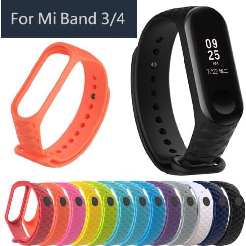 MI band 4 bracelete for Xiomi Mi Band 4 3 with diamond print Silicone wrist strap For xiomi Miband 3 Strap mi band 4 strap