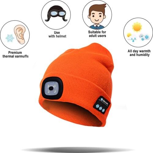 Outdoor Sports Mountaineering Hat Without Eaves Knit Hat Running Lighting Cap Wireless Bluetooth Headset Stereo Music Cap