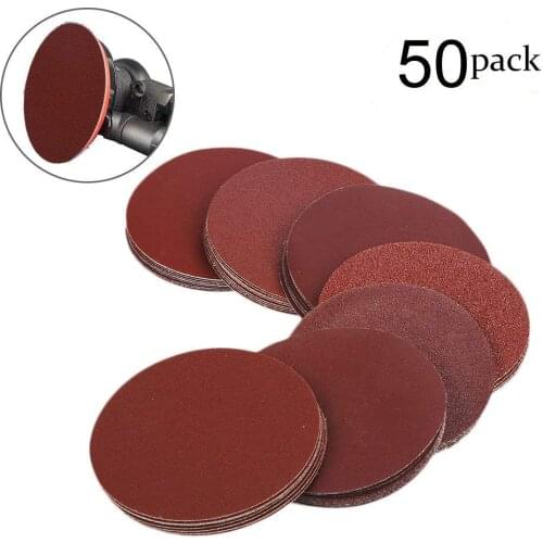 5 Inch Sanding Discs NO-Hole Hook and Loop 40 60 80 100 120 Grit Sandpaper Aluminum Oxide Random Orbital Sander Pads (50-Pack)