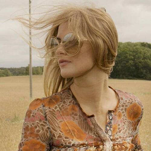 Elegant Woman Oversized Round Sunglasses Gradient Tea Shades Female Men Hollow Circle Sun Glasses Oculos zonnebril UV400