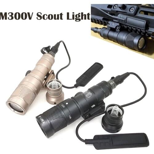 Tactical Light M300V Gun Light LED White Light Scout Weapon Light Constant/Momentary/Strobe with Remote Switch 20mm Rail