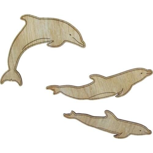 Three Reversible Vintage Wooden Dolphin Sets For Wall Art, Gifts, Home Decoration-Including Wall Mount Kit