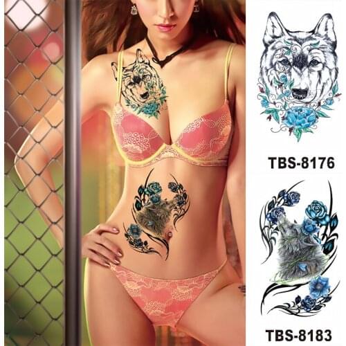 Temporary Tattoo Sticker for Women Stickers on the Chest Fashion Wolf Tiger Lion King Fake Waterproof Tattoos Woman Tatoo Body