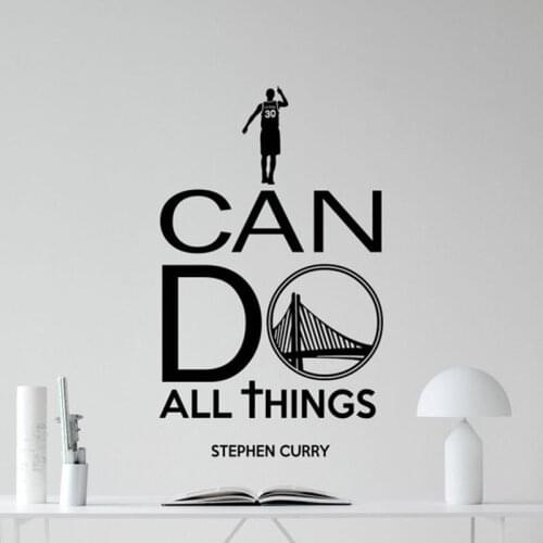 I Can Do All Things Stephen Curry Wall Decal Quote Basketball Player Fitness Poster Sport Vinyl Sticker Home Gym Decor X43