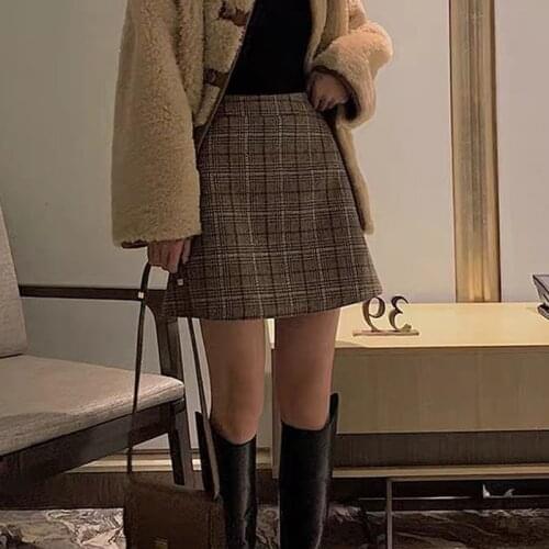 Skirts Women Mini Plaid Slim Korean Style Casual All-match High Waisted Skirt Mujer Spring-autumn Comfortable Female Harajuku