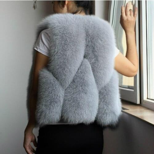 Imported fox fur vest short whole skin canvas fur coat female Slim waistcoat 2019 winter outerwear fashion clothing