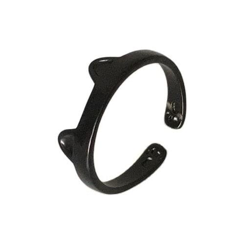 Hip Hop Simple Alloy Cute Cat Ear-Shaped Cartoon Womens Ring Personality Opening Adjustable Valentines Day Gift Couple Jewelry