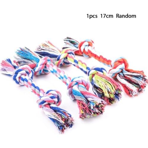 1pcs Braided Bone Rope Pet Dog Puppy Double Cotton Chew Knot Toys Pet Supplies Clean Teeth Durable Random Color Pet Molar Toy