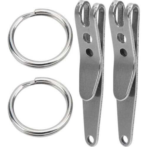 2Pcs Stainless Steel Suspension Pocket Clip with Key Ring Carabiner Mini Suspension Clip Multi Tools Pocket Camping Key Ring