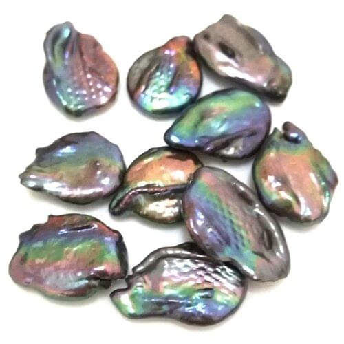 20-30mm Black Natural No Hole Loose Flat Baroque Coin Pearls