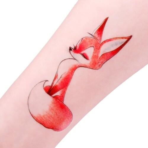 5pcs Waterproof Temporary Cute Colorful Fox Animal Tattoo Sticker Flash Fake Tattoos For Girl Women Lady 105mm*60mm #275126