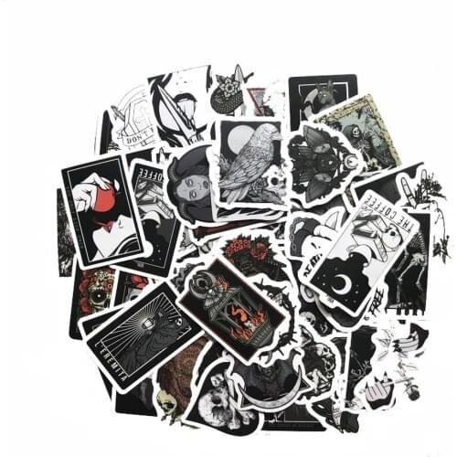 50 Pcs Black and White Gothic style girl and skull Stickers Graffiti Sticker for Laptop Luggage Car Styling Guitar
