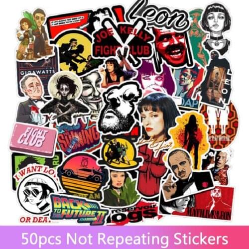 50pcs Classic Movie Stickers for Luggage Laptop Art Painting Kill Bill Pulp Fiction Poster Waterproof Skateboard Stickers Toys