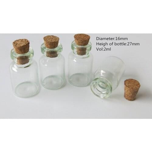 500 x 2ml Clear Mini Glass Corked Vials 2cc Small Glass Sample Bottles Empty Glass Charms Pendants for Gift