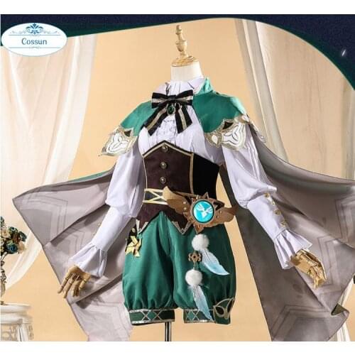 Anime Genshin Impact Venti Noble Game Suit Lovely Uniform With Cloak Cosplay Costume Halloween Outfit For Women Men New 2020