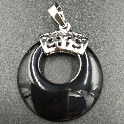 Free shipping Fashion Jewelry 28mm Black Carnelian Round Women Men Pendant Bead MC5399