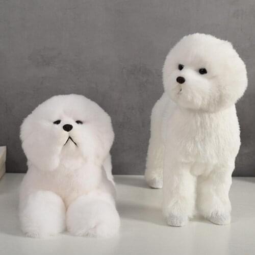 Bichon Frise Puppy Stuffed Cute Simulation Teddy Dog Plush Birthday Gift Decor