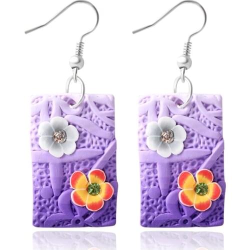 Bohemia Soft Gardenia Flower Tinting Earrings Handmade European and American Popular Trendy Fashion 2018 New, Item NO.: E141