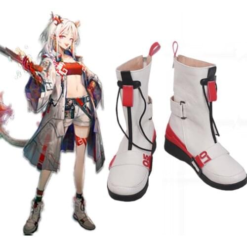 Arknights Nian White Shoes Cosplay Long Boots Leather Custom Made For Party Christmas Halloween Carnival Gift shoes for men wome