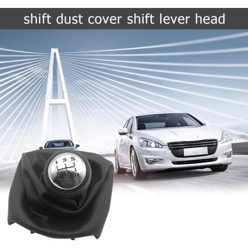 Black PU+ABS наклейки на авто 5 Speed Gear Shift Knob Shifter Boot for Peugeot 307 207 Citroen C3 C4 C5 Детали интерьера